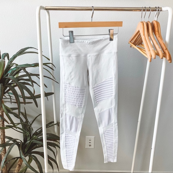 ALO Yoga Pants - ALO Yoga White Moto Leggings